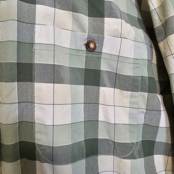 Orvis Button Up Long Sleeve Shirt Green Cream Plaid Size XL Tall Outdoor Hiking - Picture 3 of 5